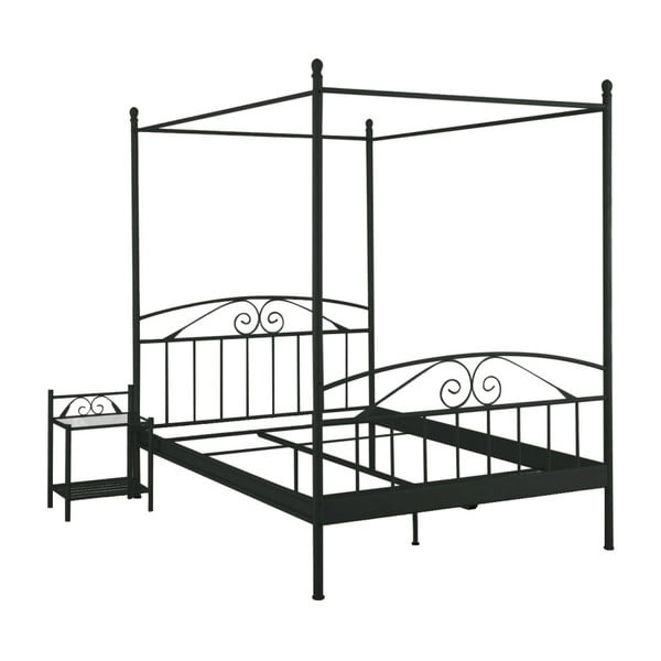 Čierna dvojlôžková posteľ s nebesami Støraa Bibi, 180 × 200 cm-image-2