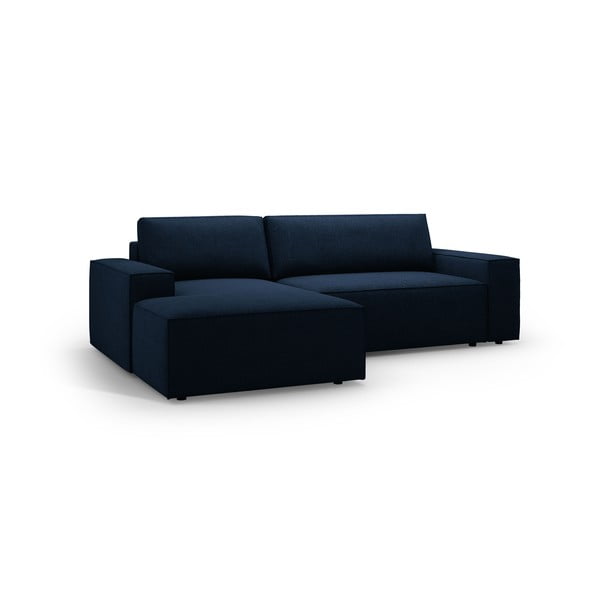 Tmavomodrá rozkladacia rohová pohovka z textílie bouclé (ľavý roh) Jodie – Micadoni Home-image-2