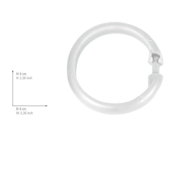 Sada 12 kusov bielych plastových krúžkov na sprchový záves Wenko-image-1