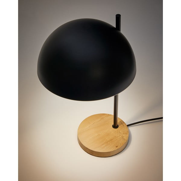 Čierna/v prírodnej farbe stolová lampa s kovovým tienidlom (výška 48,5 cm) Catlar – Kave Home-image-3