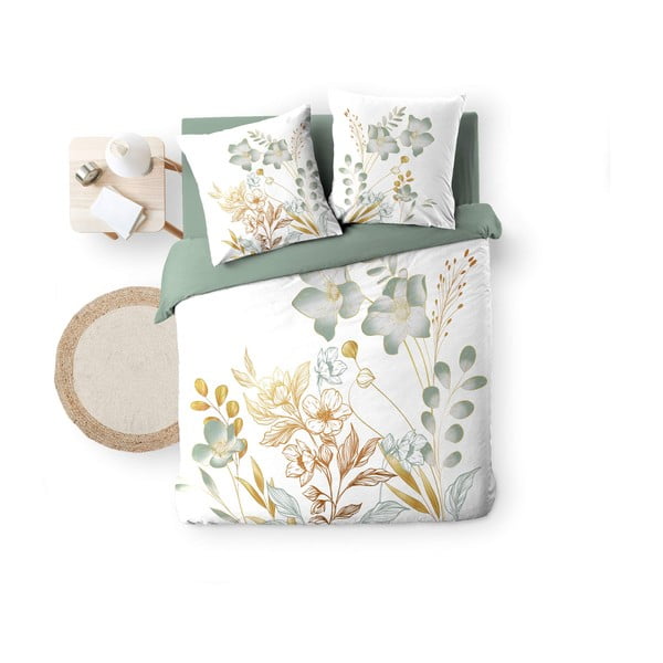 Biele/zelené bavlnené obliečky na dvojlôžko/predĺžené 240x220 cm Lolita – douceur d'intérieur-image-4
