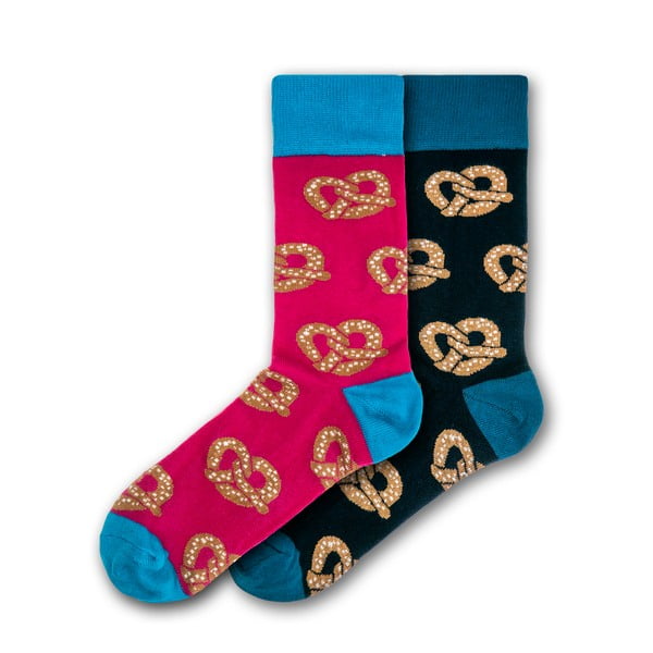 Sada 2 párov farebných ponožiek Funky Steps Pretzels, veľkosť 41 - 45