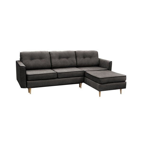 Tmavosivá rohová rozkladacia pohovka Mazzini Sofas Ladybird, pravý roh, svetlé nohy-image-2