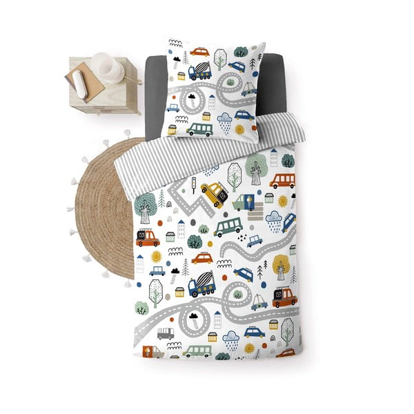 Biele bavlnené detské obliečky na jednolôžko 140x200 cm Pti Bolide – douceur d'intérieur-image-4