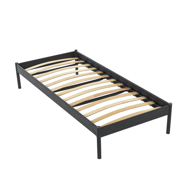 Čierna kovová jednolôžková posteľ s roštom 90x200 cm Hatkus – Kalune Design-image-4