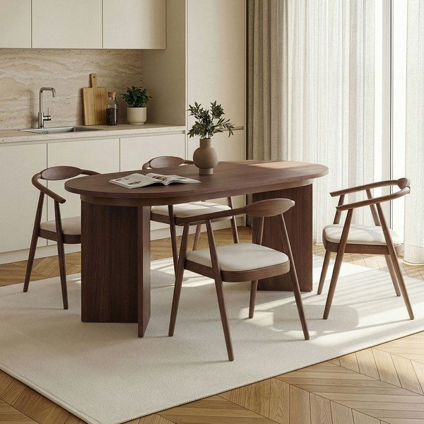 Rozkladací jedálenský stôl s prídavnou doskou v dekore orecha 90x160 cm Sorell – Kalune Design-image-2