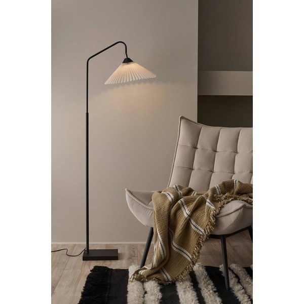 Čierna/krémovobiela látková stojacia lampa s ohýbateľnou konštrukciou (výška  155 cm) Kate – Ellos Home-image-1