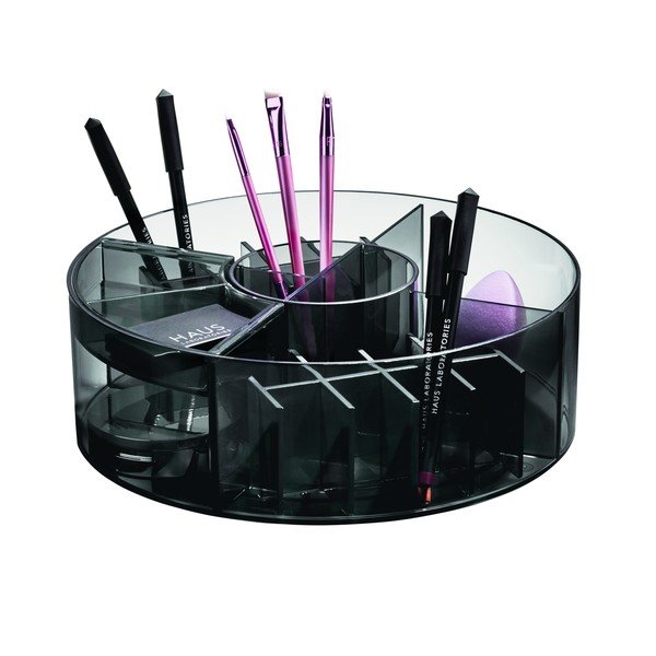 Matne čierny kúpeľňový organizér na kozmetiku z recyklovaného plastu Cosmetic Carousel - iDesign-image-3