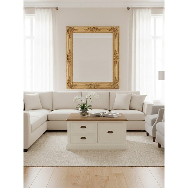 Biely konferenčný stolík v dekore jedľa 90x90 cm Hardwick – Premier Housewares-image-3