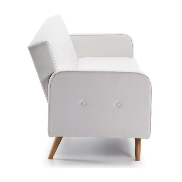 Biela rozkladacia pohovka z imitácie kože Kave Home Regor-image-3