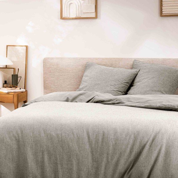 Sivé 3-dielne bavlnené obliečky na dvojlôžko/predĺžené 240x220 cm Meline – douceur d'intérieur-image-1