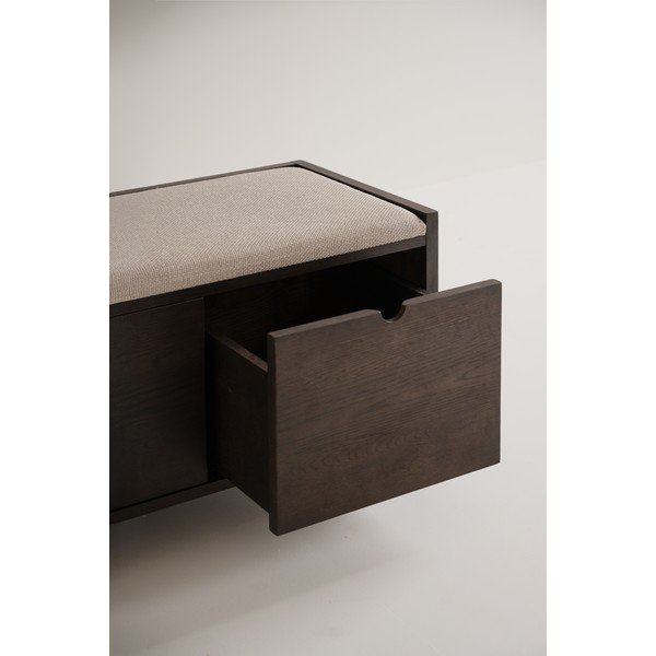 Skrinka na topánky z dubového dreva s lavicou v tmavo prírodnej farbe 80x47x41 cm Hillmond – Rowico-image-4