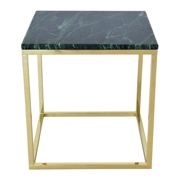 Zelený mramorový odkladací stolík s podnožou v zlatej farbe RGE Accent, šírka 50 cm
