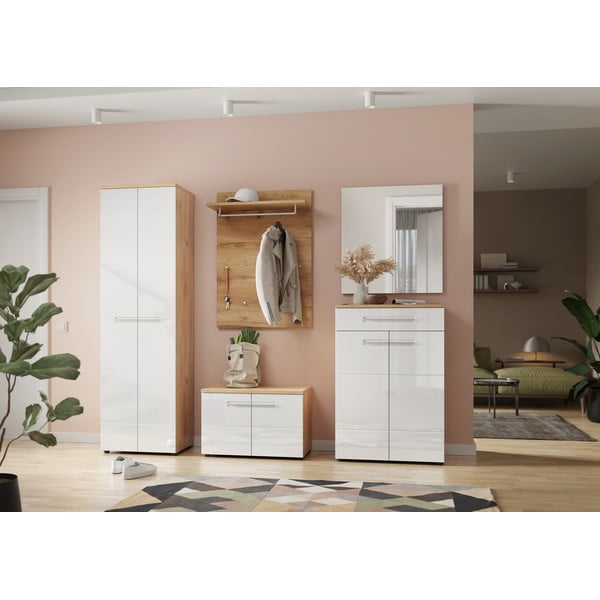 Biela prírodná šatníková skriňa v dekore duba 60x198 cm Aledo - Germania-image-4