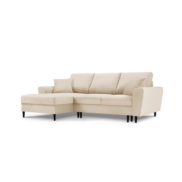 Béžová menčestrová rozkladacia/s úložným priestorom rohová pohovka (ľavý roh/s leňoškou) Kyoto – Cosmopolitan Design-image-4