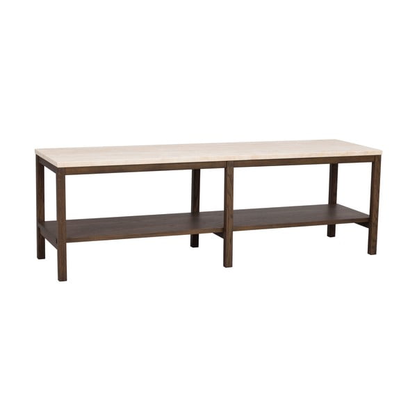 Hnedo-béžový konzolový stolík s doskou z kameňa 140x40 cm Orwel - Rowico-image-2