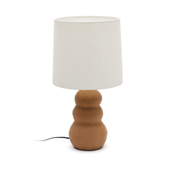 Bielo-hnedá stolová lampa s textilným tienidlom (výška 55 cm) Madsen – Kave Home