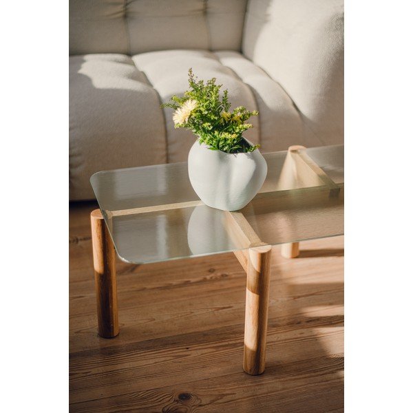 Konferenčný stolík so sklenenou doskou v prírodnej farbe 55x105 cm Kob – noo.ma-image-3