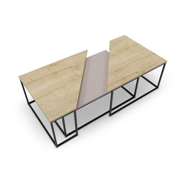 Konferenčné stolíky s doskou v dubovom dekore v súprave 3 ks 70x110 cm Titan – Marckeric-image-4