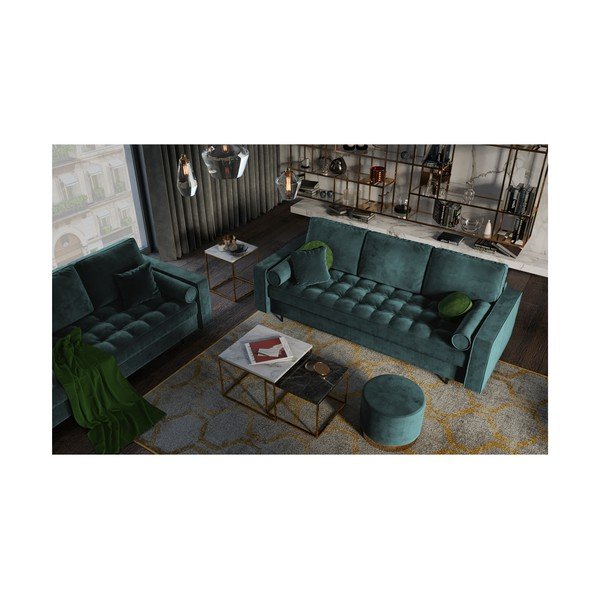 Petrolejovozelená zamatová rozkladacia pohovka Milo Casa Santo-image-1