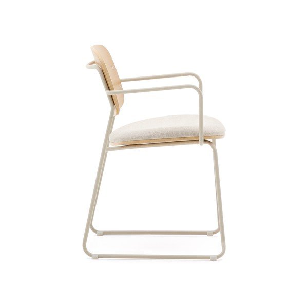 Béžová/v prírodnej farbe kovová jedálenská stolička s podrúčkami Meli – Kave Home-image-3