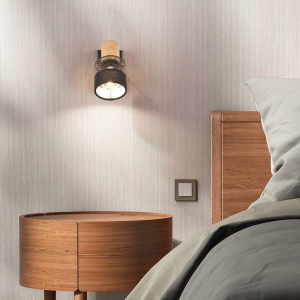 Nástenné svietidlo v čiernej a prírodnej farbe ø 7 cm Nandini – Trio-image-1