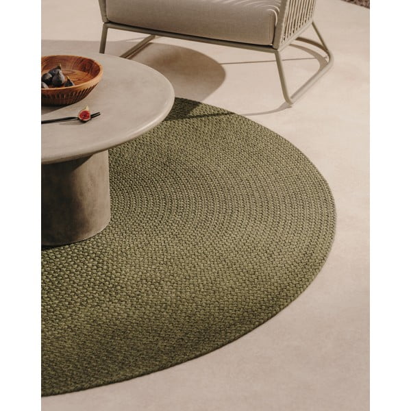Zelený okrúhly vonkajší koberec z recyklovaných vlákien ø 200 cm Despas – Kave Home-image-1