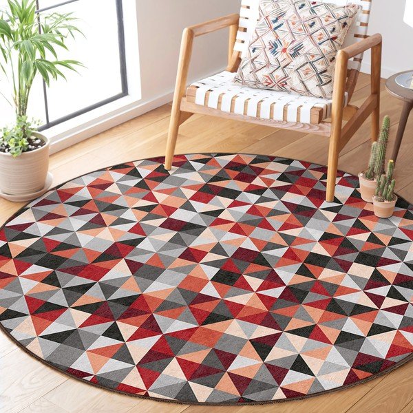 Červeno-sivý prateľný okrúhly koberec ø 80 cm Ignite – Mila Home-image-3