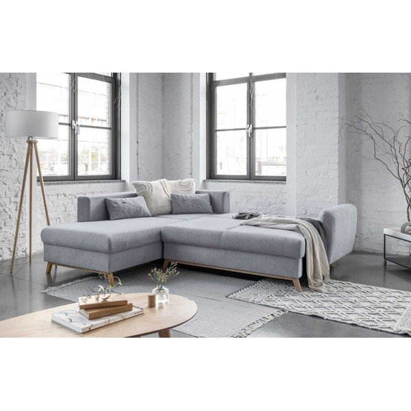 Svetlosivá rozkladacia rohová pohovka Miuform Scandic Lagom L, ľavý roh-image-4