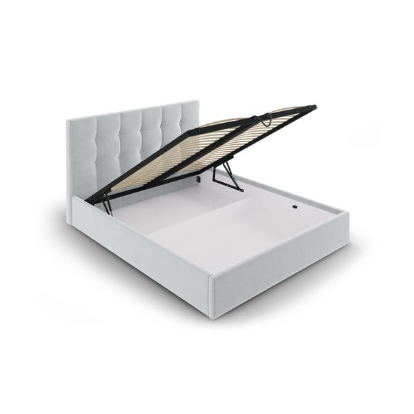 Svetlosivá zamatová dvojlôžková posteľ Mazzini Beds Nerin, 160 x 200 cm-image-3