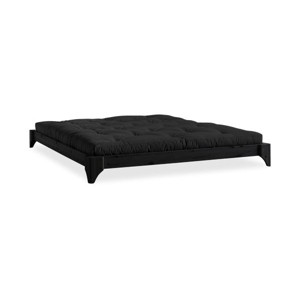 Dvojlôžková posteľ z borovicového dreva s matracom Karup Design Elan Double Latex Black/Black, 180 × 200 cm