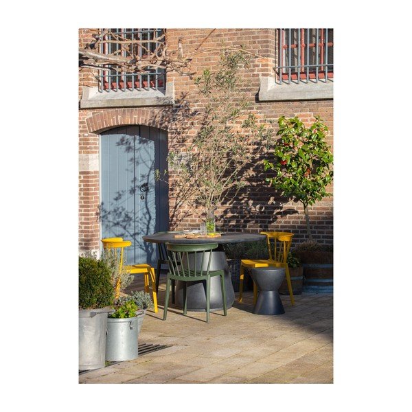 Antracitovosivá stolička vhodná aj do exteriéru WOOOD Dover, ø 35 cm-image-1