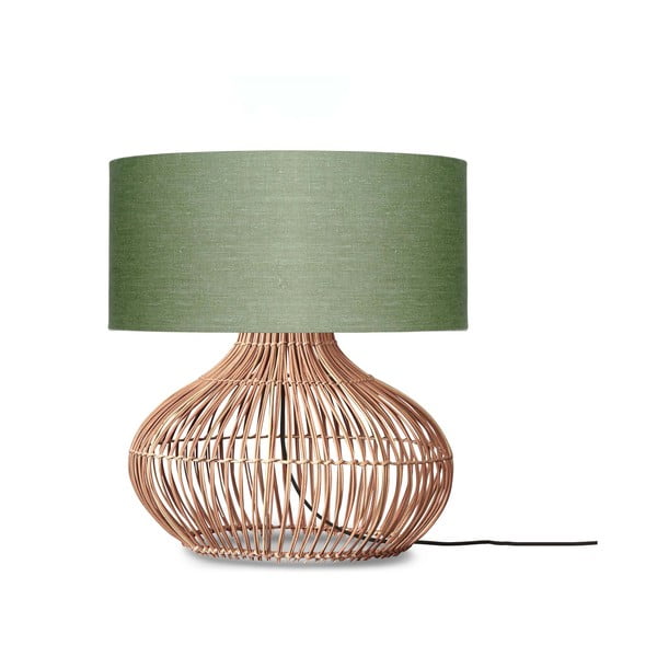 Stolová lampa s textilným tienidlom v zeleno-prírodnej farbe (výška 60 cm) Kalahari – Good&amp;Mojo
