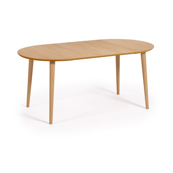 Okrúhly rozkladací jedálenský stôl v dekore duba v prírodnej farbe ø 90 cm Oqui – Kave Home-image-4