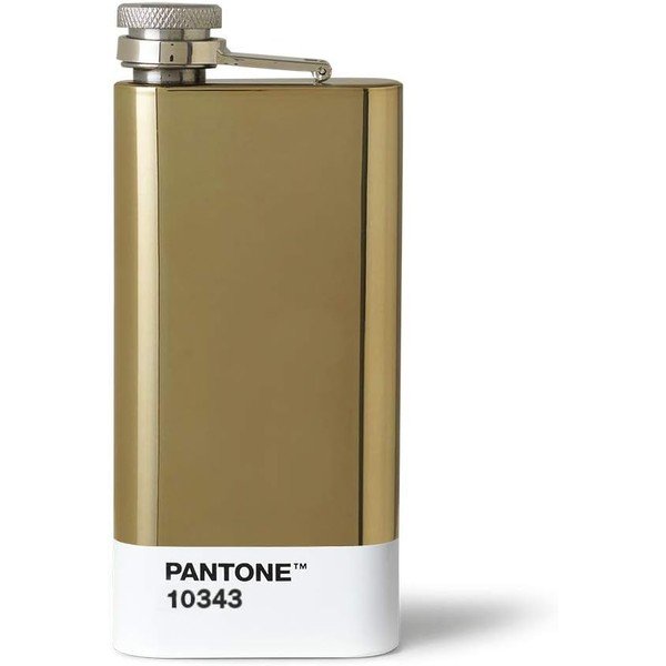 Ploská fľaša v zlatej farbe Pantone, 150 ml