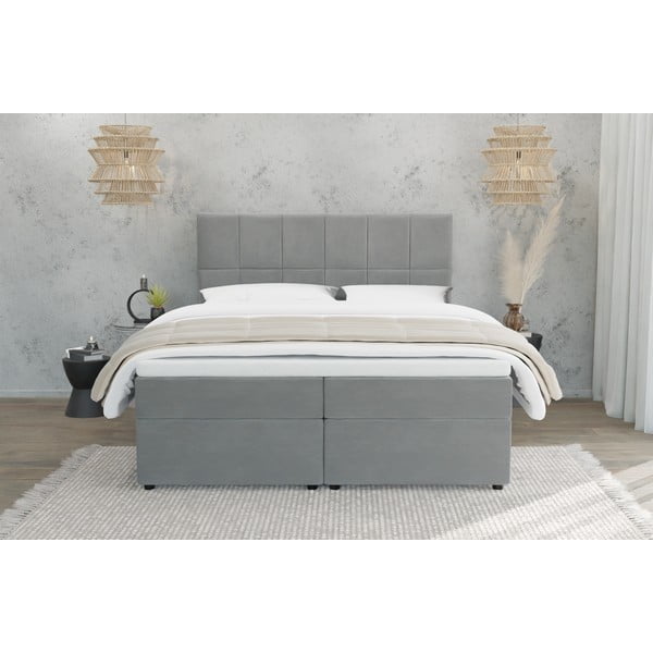 Svetlosivá boxspring posteľ s úložným priestorom 160x200 cm Flip – Ropez-image-2