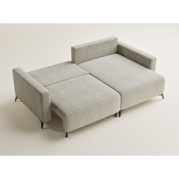 Béžová ženilková rozkladacia/s úložným priestorom rohová pohovka (pravý roh/s leňoškou) Leon – Maison de Rêve-image-3