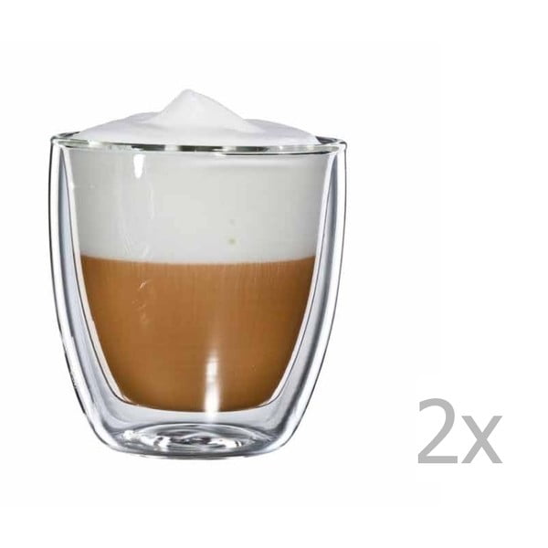 Sada 2 sklenených hrnčekov na cappuccino bloomix