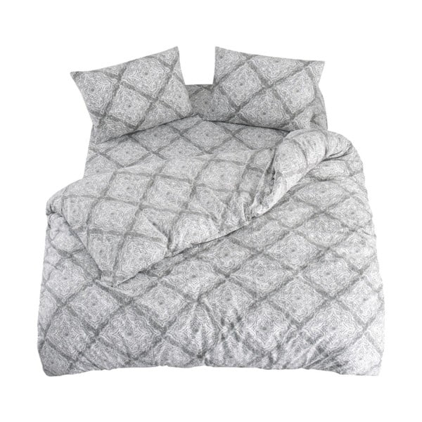 Sivé obliečky na dvojlôžko/predĺžené s plachtou/4-dielne 200x220 cm Geometric – Mila Home