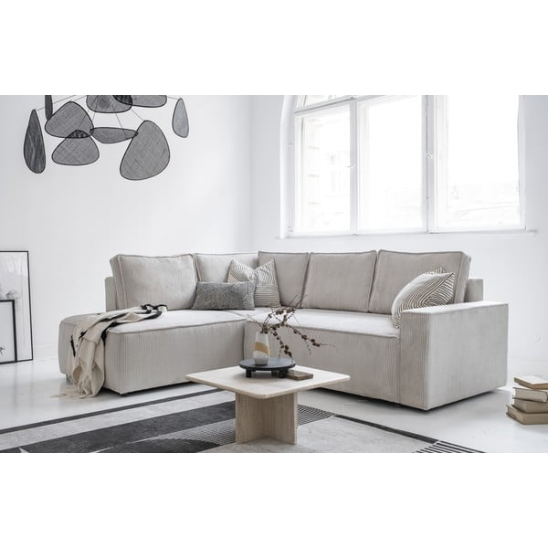 Biela menčestrová rozkladacia rohová pohovka (ľavý roh) Brave Dave – Miuform-image-3