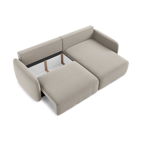 Taupe zamatová rozkladacia/s úložným priestorom rohová pohovka (pravý roh/s leňoškou) Kalena – Makamii-image-4