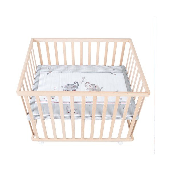 Detská ohrádka na kolieskach v prírodnej farbe 100x75 cm Jumbo Twins – Roba-image-4