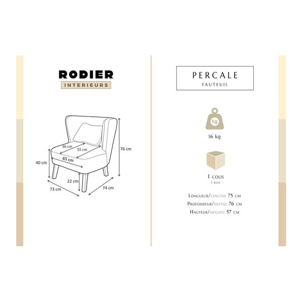 Námornícke modré kreslo Rodier Percale-image-1