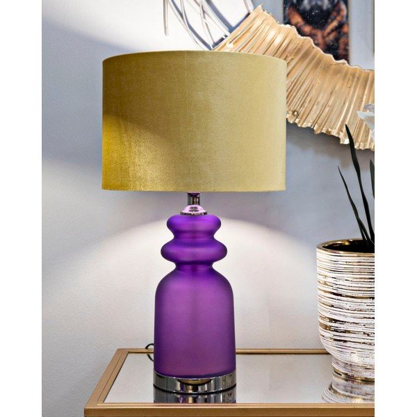 Žltá/fialová stolová lampa s textilným tienidlom (výška  57,5 cm) Milva Two – Mauro Ferretti-image-1
