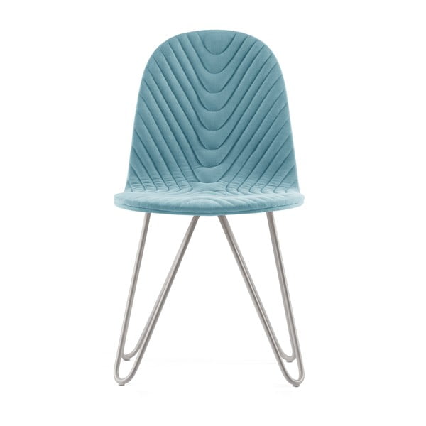 Svetlomodrá stolička s kovovými nohami IKER Mannequin X Wave
