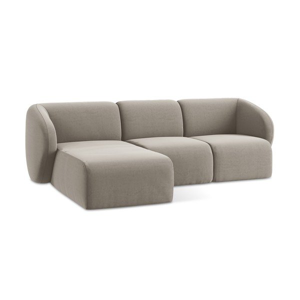 Svetlohnedá zamatová rohová pohovka (ľavý roh/s leňoškou) Lani – Makamii-image-4