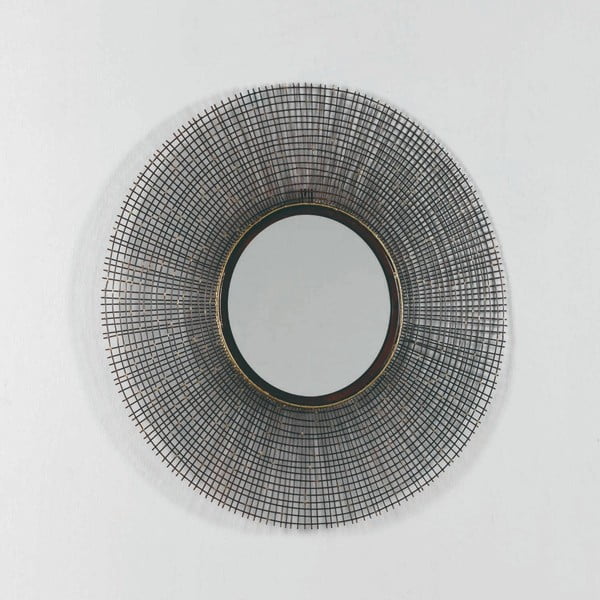 Nástenné zrkadlo s rámom v sivej farbe, ∅ 67 cm