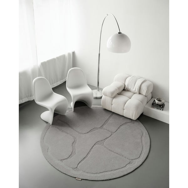 Sivý vlnený okrúhly koberec ø 133 cm Morphic Organica – Agnella-image-1
