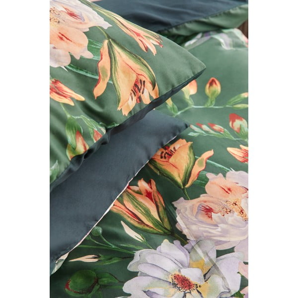 Tmavozelené obliečky na dvojlôžko z bavlneného saténu Bonami Selection Floret, 200 x 220 cm-image-4