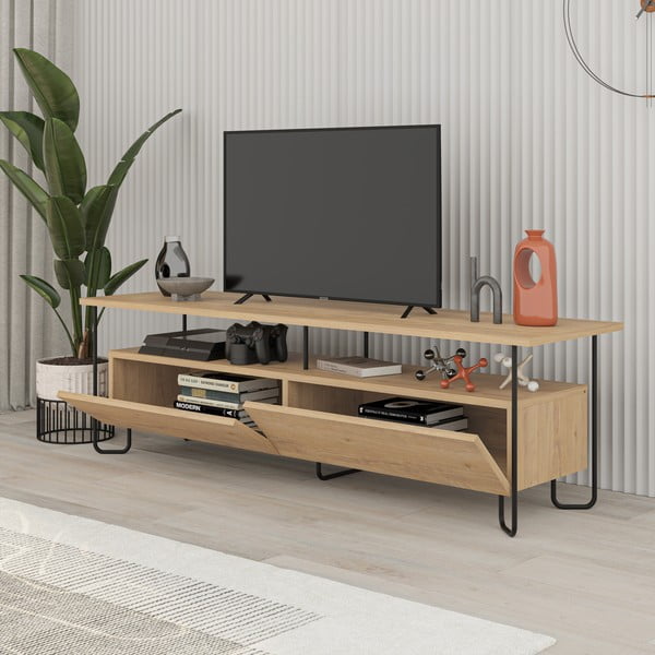 TV stolík v dekore duba v prírodnej farbe 150x45 cm Dilly – Marckeric-image-2